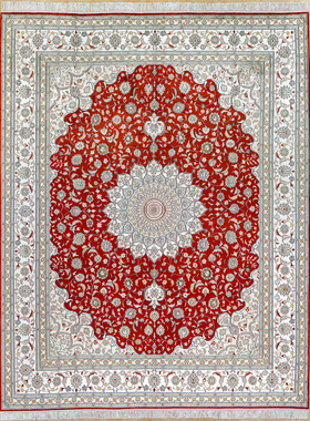 天匠手工真丝地毯红色别墅客厅地毯卧室传统波斯地毯240x310cm