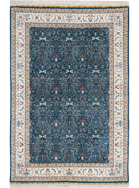 天匠手工真丝地毯蓝色土耳其地毯珍藏手工艺术地毯180x270cm