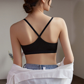 内搭美背带胸垫文胸一体运动外穿交叉带少女防走光背心式 吊带抹胸