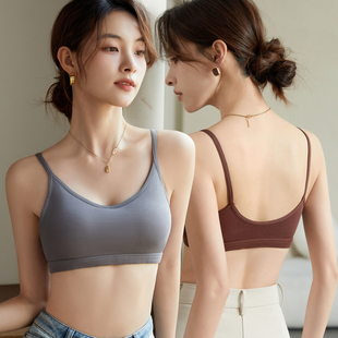 小胸聚拢抹胸 薄款 背心式 美背内衣女运动一体文胸罩U型无钢圈夏季