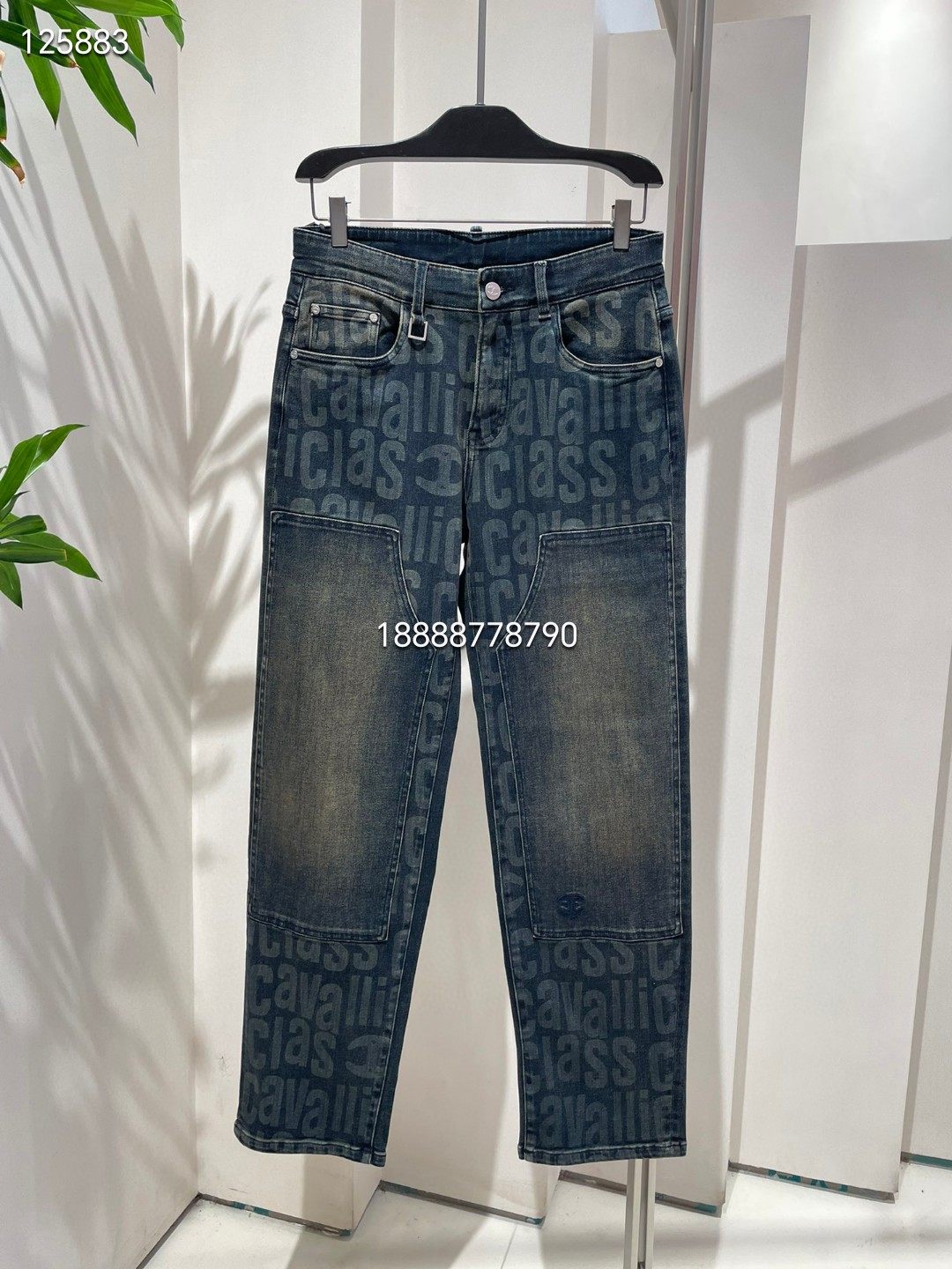 秋冬新款 CAVALLI CLASS男装专柜 潮 直筒牛仔裤 印花 2D3017