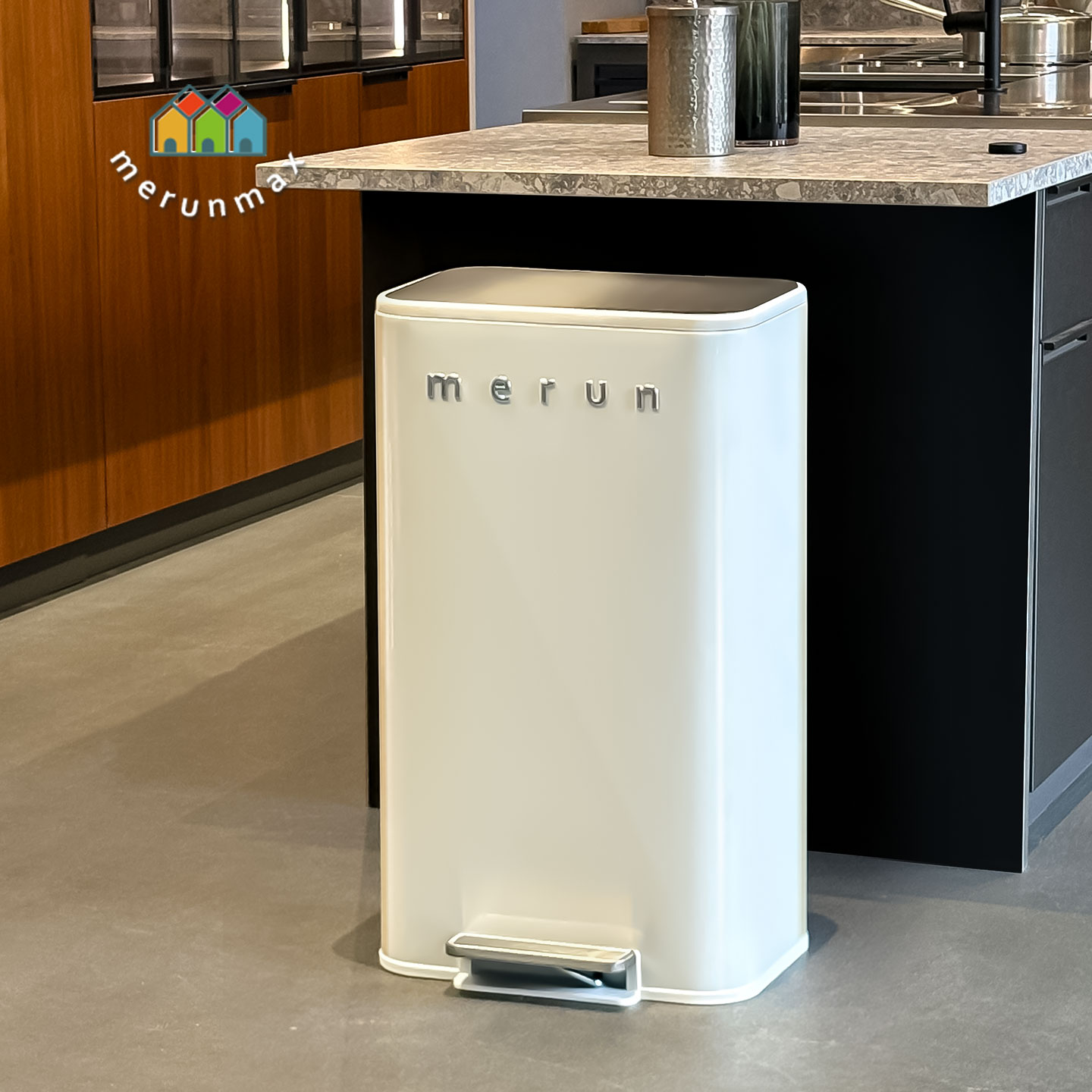 英国merun不锈钢大号脚踏垃圾桶