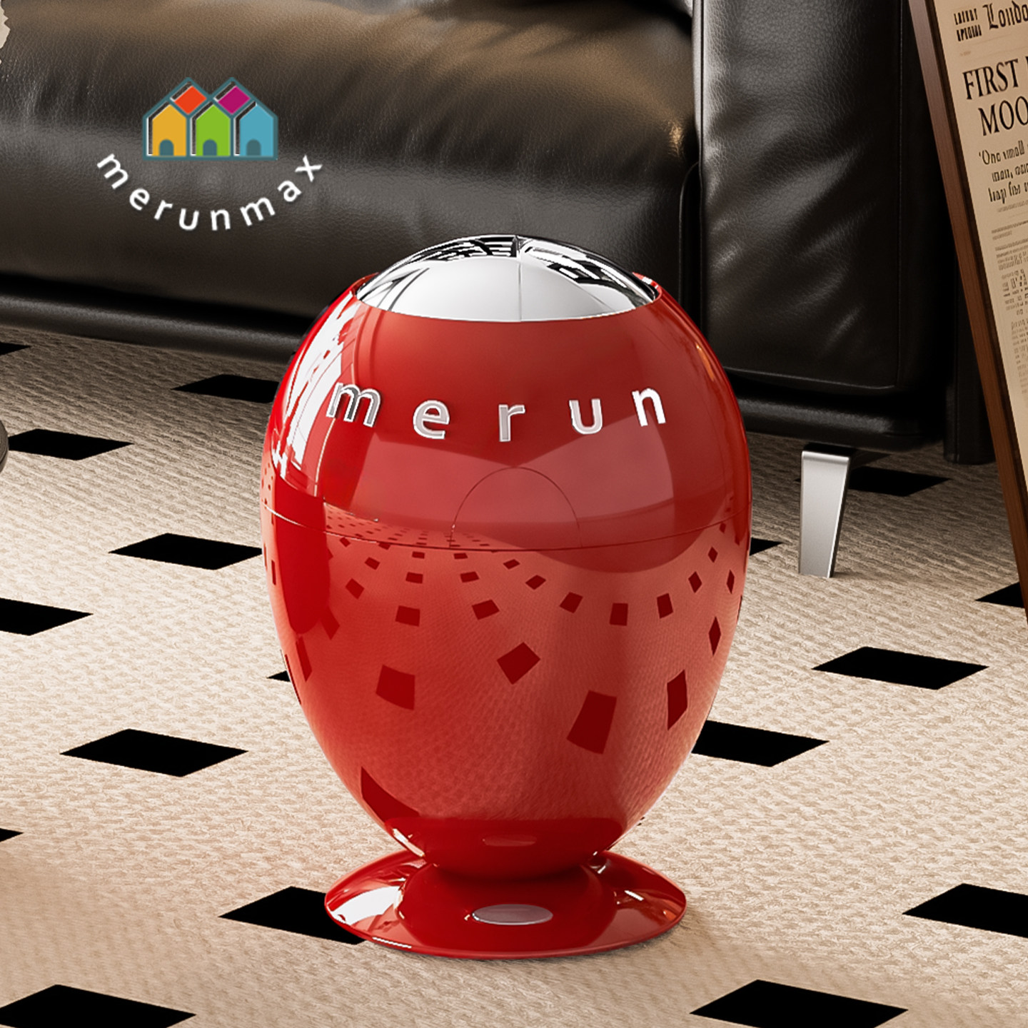 英国merun垃圾桶智能感应式家用厨房客厅卫生间带盖高颜值恐龙蛋