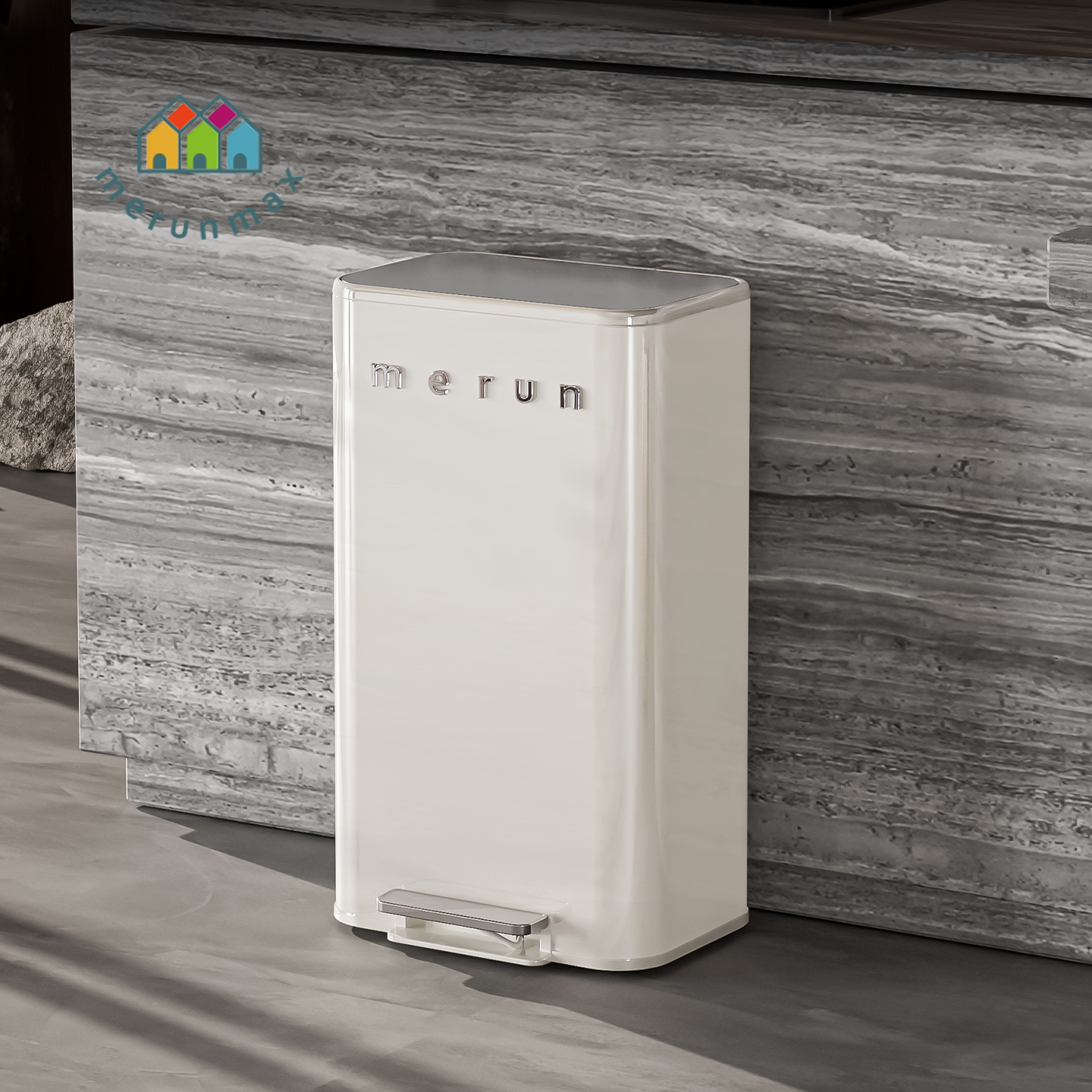 英国merun垃圾桶家用厨房客厅厕所不锈钢大号脚踏带盖办公室新款