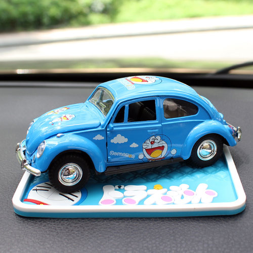 仿真汽车模型卡通车载摆件儿童回力双开门玩具车复古车型车内装饰