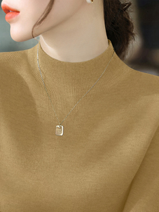 JOYIASS小众时髦黄色半高领长袖针织衫女冬季内搭打底衫修身显瘦