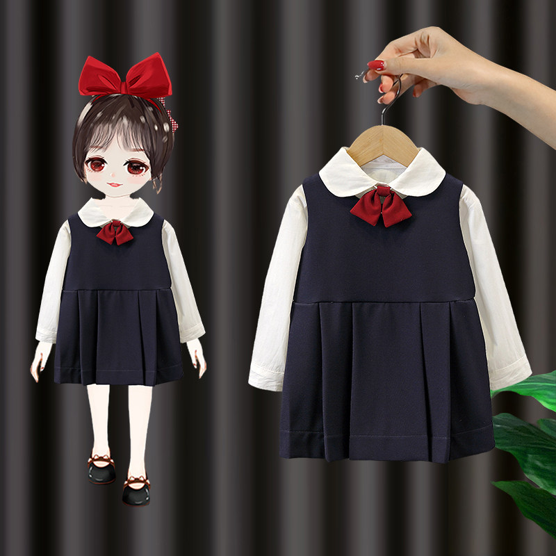 女童连衣裙套装秋季儿童装证件照衣服小女孩幼儿园入园衣服春秋款