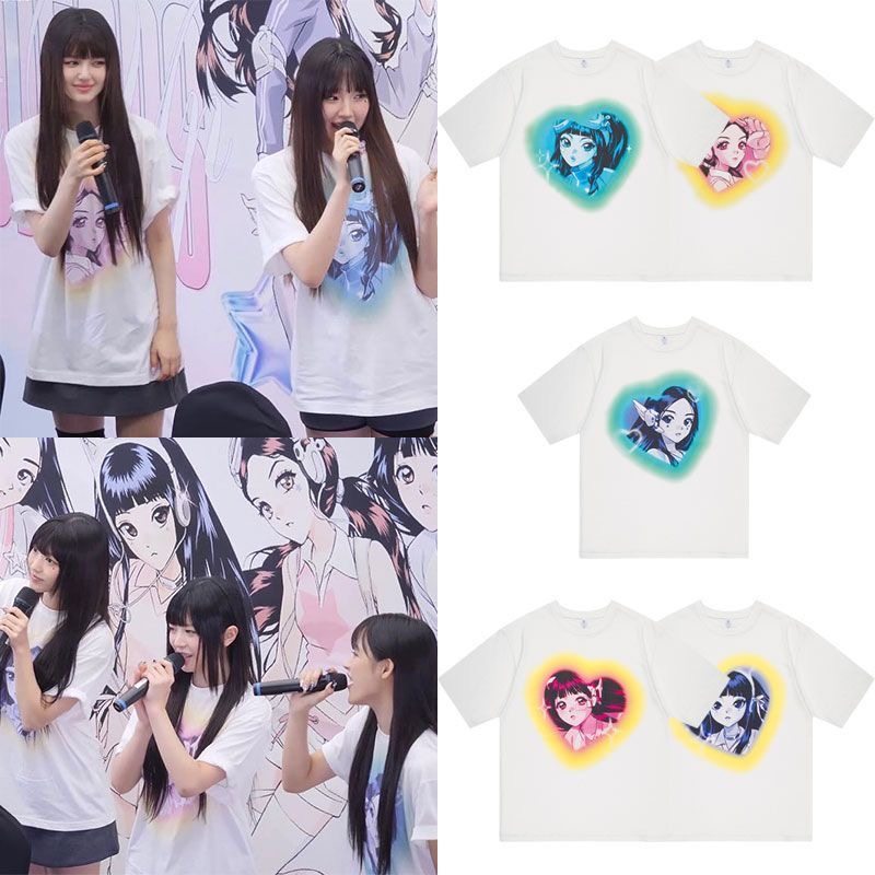 快闪姜海粼Haerin金玟池李惠仁范玉欣NJZ同款衣服卡通印花短袖T恤