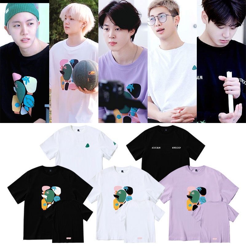 少年团In the SOOP同款短袖t恤智旻泰亨宽松落肩印花夏季jungkook