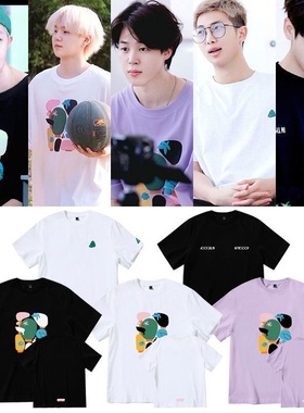 少年团In the SOOP同款短袖t恤智旻泰亨宽松落肩印花夏季jungkook