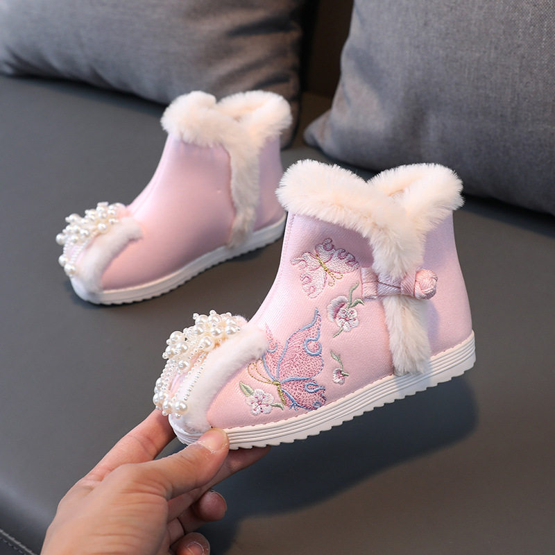 儿童汉服鞋女童棉鞋加绒布鞋冬季2025新款靴子古装鞋中国风绣花鞋,童装/婴儿装/亲子装,汉服,淘宝优惠券,粉丝福利购,淘宝优惠卷