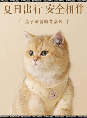 猫咪牵引绳宠物胸背带背心式防挣脱猫绳子遛猫绳溜猫链子外出专o1