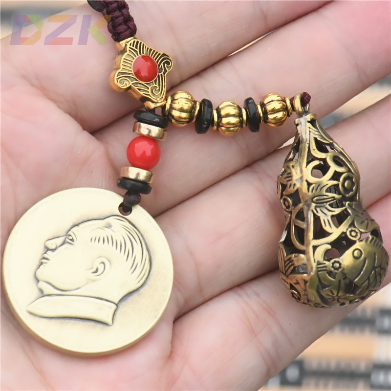 毛主席项链黄铜吊坠挂件儿童配饰男孩女孩小礼品大人通用挂绳装o8