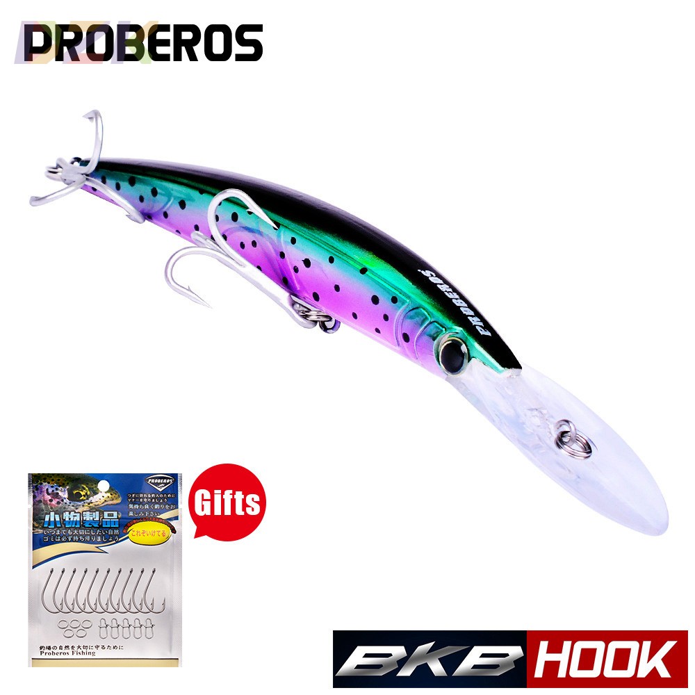 PRO BEROS品牌路亚饵海钓米诺鱼饵17cm27g塑料硬饵10色带礼品配o8