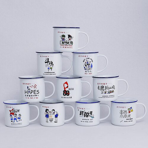 杯子陶瓷马克杯带盖复古水杯办公室创意茶缸定 制怀旧经典仿搪o2