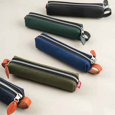 日本Luddite笔袋便携mini文具袋可挂钢笔收纳袋真皮牛皮帆布撞色