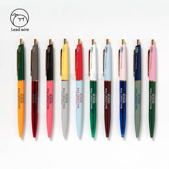 MARK'STYLE×ANTERIQUE复古撞色笔杆中油笔黑色低粘度圆珠笔0.5