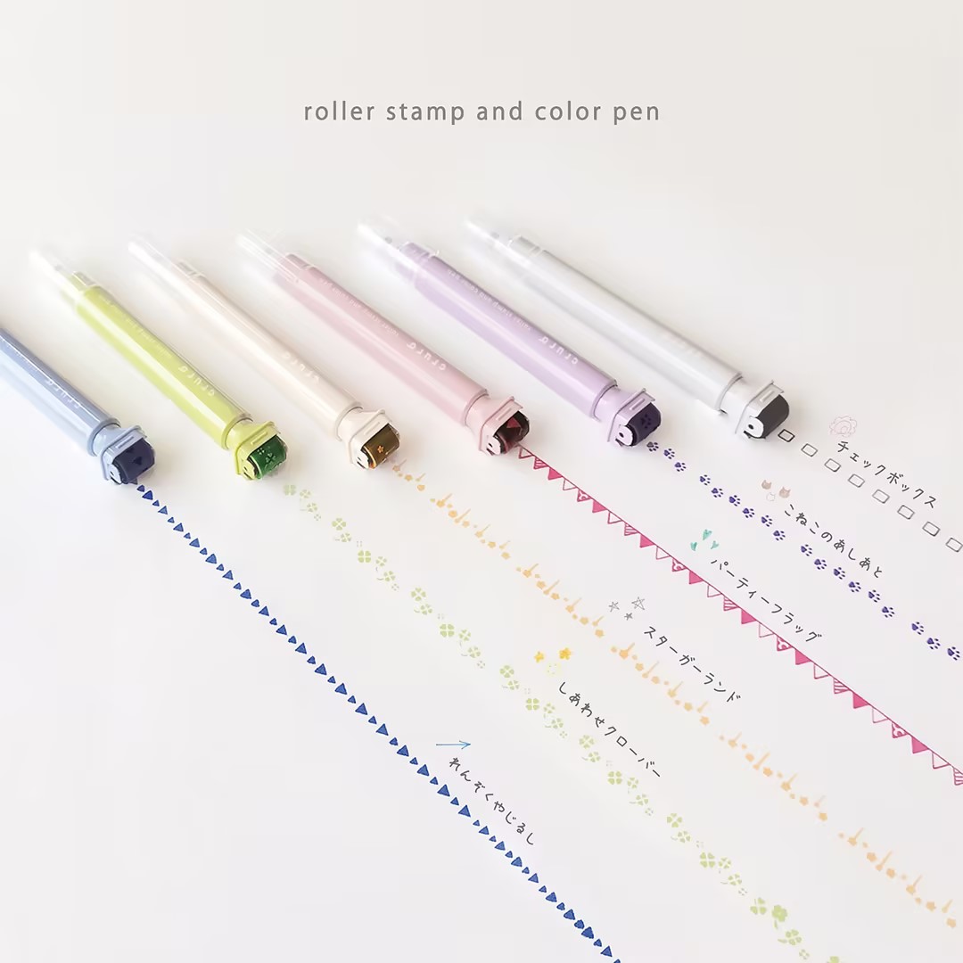 日本kutsuwa双头印章荧光笔滚轮印章划线笔彩色绘图笔装饰手账