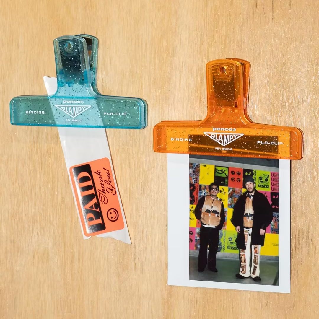 【新品】日本HIGHTIDE Penco塑料票据夹闪粉透明照片收纳手账夹子