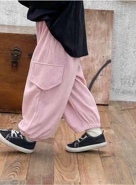 秋季新款儿童工装裤韩版男女童裤子休闲长裤百搭童装一件代发