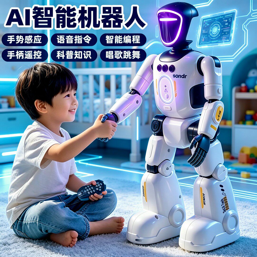 2026新款电动遥控智能跳舞会说话的机器人儿童玩具男孩AI人工编程