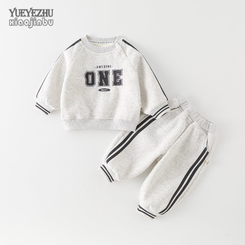 婴幼儿秋冬加绒字母两件套