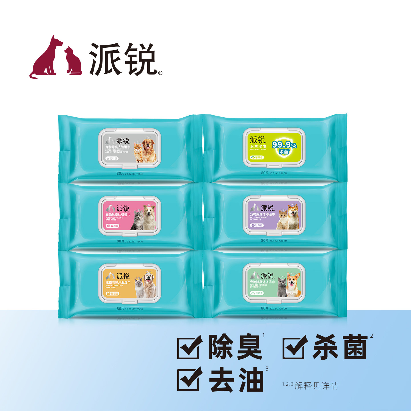 派锐宠物湿巾狗狗猫咪除臭杀菌免洗手套湿纸巾宠物猫狗清洁用品