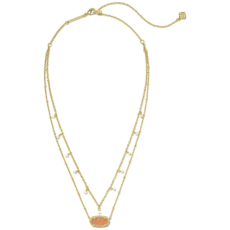 美国代购Kendra Scott艾丽莎珍珠多层项链女款时尚百搭金蝴蝶扣