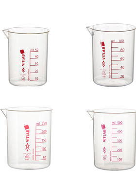 VITLAB塑料烧杯PMP烧杯50/100/250/500ml高透高温格里芬烧杯进口
