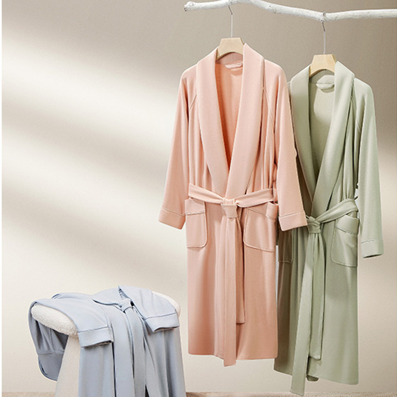 TENCEL DOUBLE-SIDED VELVET DRESSING GOWN WOMENS LONG FIVE-STAR HOTEL ABSORBENT BATHROBE RED WEDDING MORNING ROBE HOME CLOTHES PAJAMAS