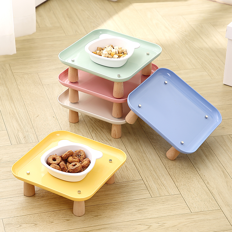 宠物方块猫碗架餐桌可拼接狗碗猫粮食盆食品级塑料增高饮水托盘