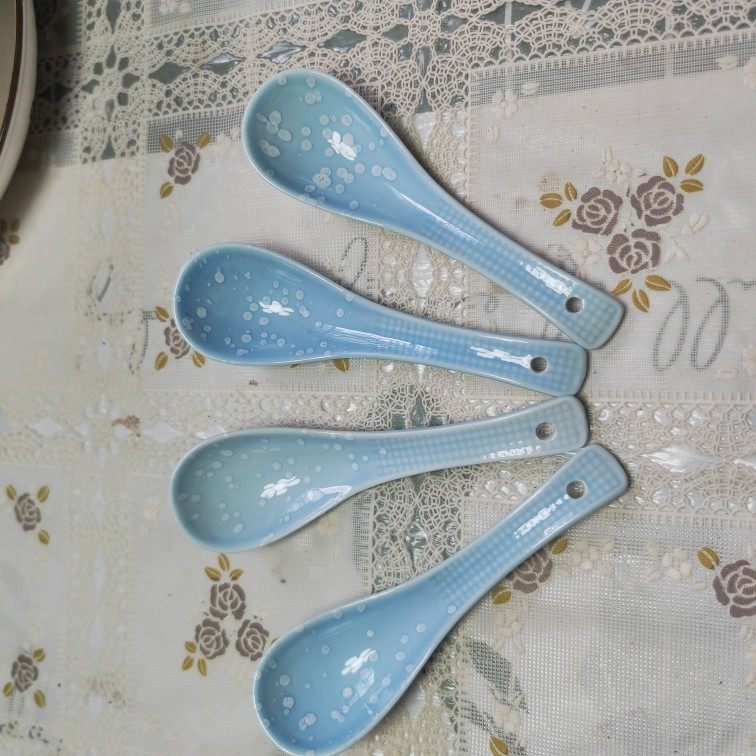 雅诚德雪花陶瓷大调羹小调羹大汤勺家用高温釉下彩