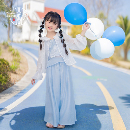 西子问汉服女童夏季新款儿童新中式国风裤子套装日常女孩唐装童装