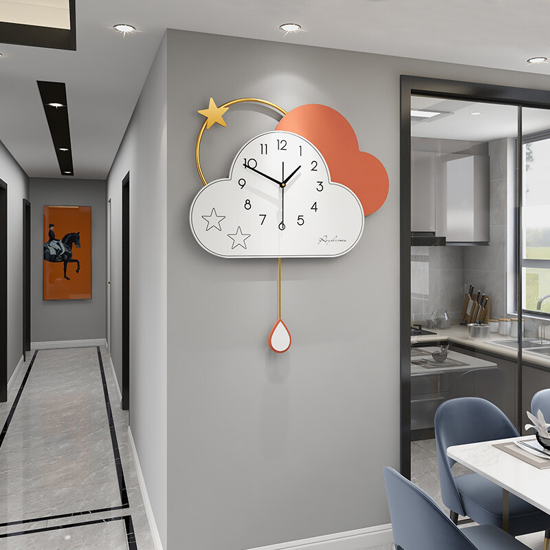 静音准时钟表餐厅简约时免打孔安装装饰家用挂表静音时钟挂墙创|