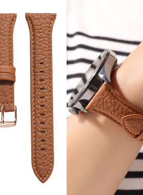 荔枝纹牛皮表带适用华为GT5/gt5pro真皮表带watch5/4男女腕带18mm