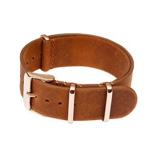 疯马牛皮表带适配briston nato CK DW复古一条过表链男女情侣款20