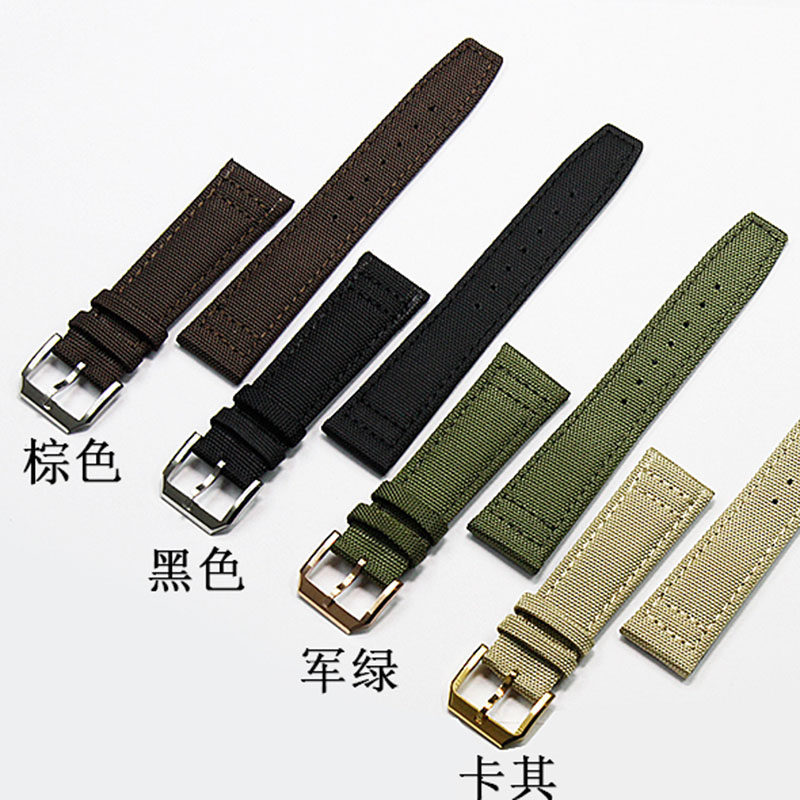 尼龙帆布手表带 适配万国IWC飞行员葡萄牙柏涛菲诺男20 21 22mm黑