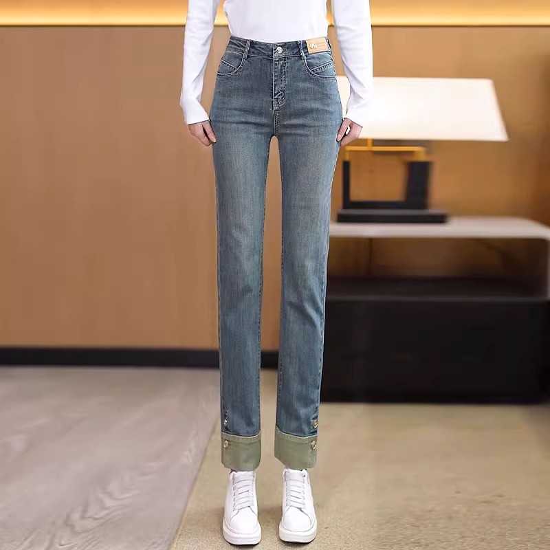 烟管牛仔裤女春秋2025新款爆款高腰显瘦裤子休闲小个子窄版直筒裤