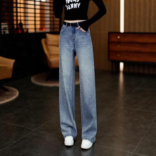 版型超好看的牛仔裤阔腿宽松显瘦裤子女2026新款春季高腰直筒长裤