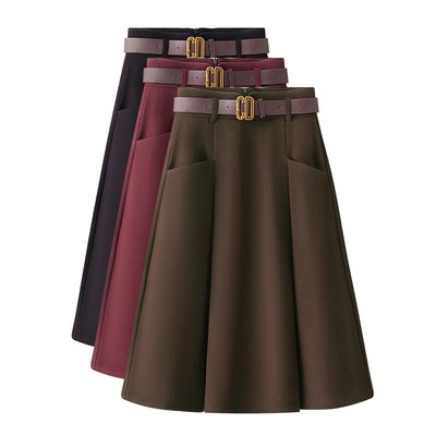 秋冬毛呢半身裙女a字大摆伞裙