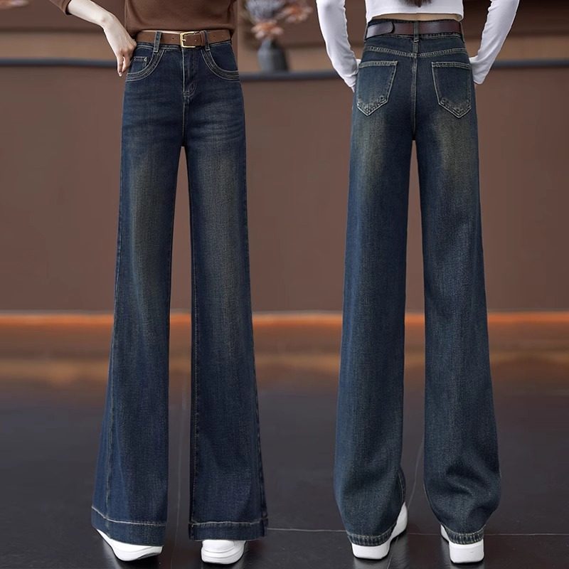 水泥灰窄版阔腿牛仔裤女春秋季新款高腰显瘦宽松时尚爆款拖地裤子,女装/女士精品,牛仔裤,淘宝优惠券,粉丝福利购,淘宝优惠卷