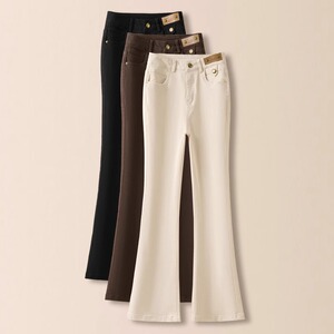 小个子微喇裤女2026新款春秋季高腰显瘦女士休闲裤水洗纯棉喇叭裤