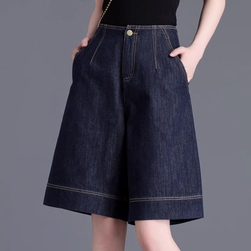 高腰牛仔短裤女夏季小个子六分裤2025新款五分裤女夏薄款5分阔腿