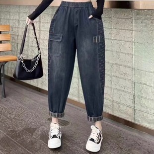 春秋新款 百搭简约松紧腰遮肉显瘦裤 女裤 哈伦裤 牛仔女 休闲裤 新款