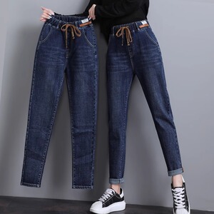 大码MM休闲广州新塘女士牛仔裤2025春秋新款爆款宽松显瘦哈伦裤