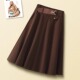 咖色毛呢半身裙女2025新款 春秋高腰A字百褶裙冬天中长款 半裙冬裙
