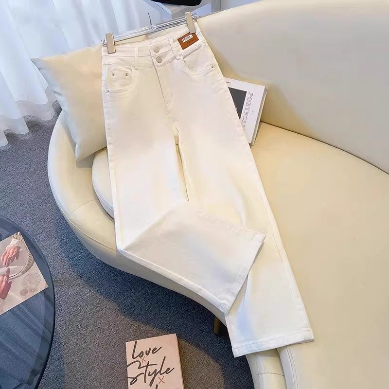 窄版阔腿白色牛仔裤女秋冬2025年新款高腰加绒小个子宽松直筒裤子,女装/女士精品,牛仔裤,淘宝优惠券,粉丝福利购,淘宝优惠卷