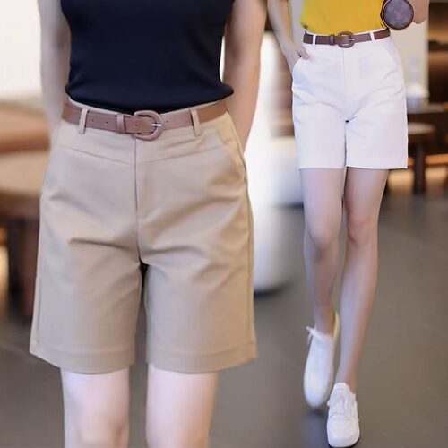 休闲短裤女夏季薄款2025新款高腰夏装西装中裤纯棉小个子五分裤子