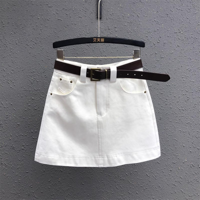 白色弹力牛仔短裙女高腰2026春夏款百搭显瘦a字包臀半身裙子潮