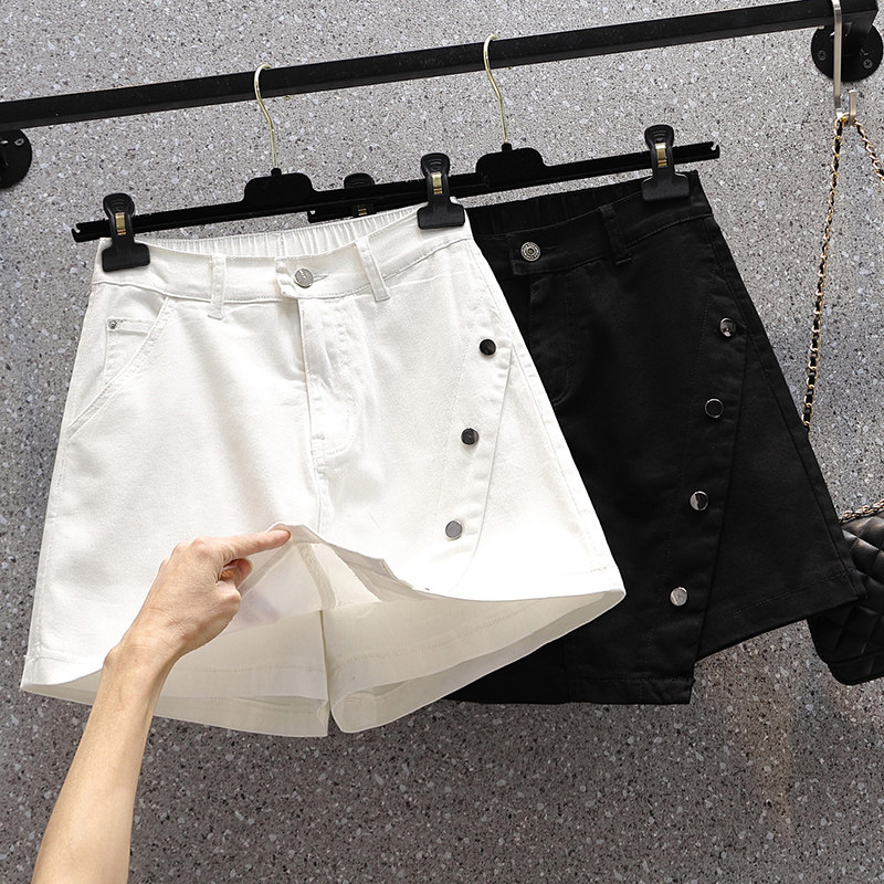 大码女装夏装2025新款弹力显瘦五分裙裤胖mm高腰a字短裙牛仔短裤